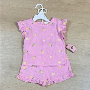 NEW btween Pink Outfit with Lemon Embroidery Details